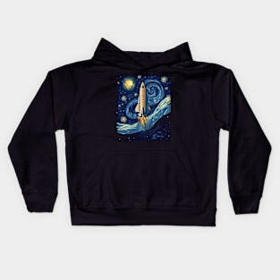 Starry Night Rocket Launch Space Gifts Science Gifts Space Kids Hoodie